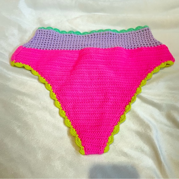 Beach Riot High-Waist Crochet Bikini Bottom in Pink, Lavender & Mint - Picture 11 of 11